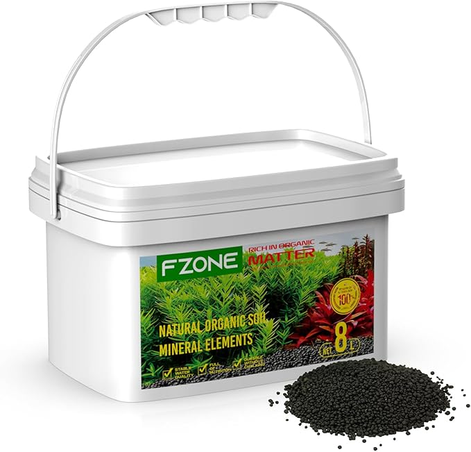 FZONE Aquarium Soil for Planted Tanks- Nutrient-Rich Aquarium Substrate for Fresh Water Live Plants, Dust-Free, Shrimp & Fish Safe，Long-Lasting pH Stable (3mm, 8L/17.64 lb, Black)
