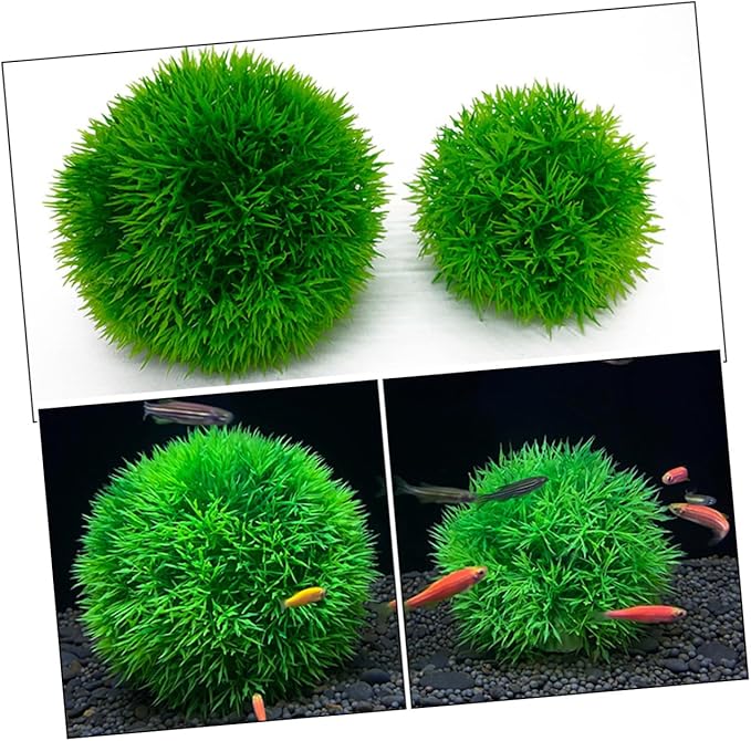 2Pcs Fish Tank Decorations 4.52In Aquarium Fake Plants Lifelike Simulated Water Grass Balls Underwater Crafts for Home Office Aquarium
