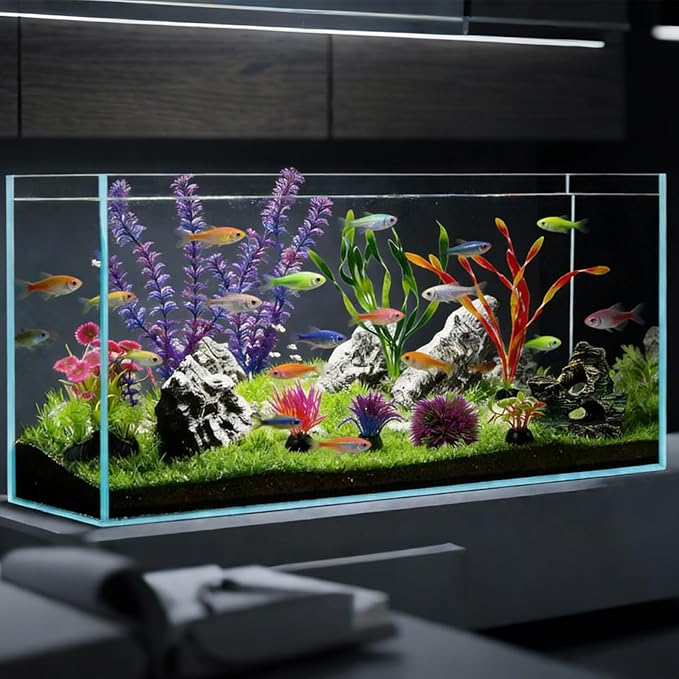 Fish Tank Artificial Plastic Plants Decorations Goldfish Betta Cave Rock Hideout Fish Bowl Ornaments Plants Colorful Vivid Aquarium Small Large Artificial Plants Seaweed Sets Aquarium Decor