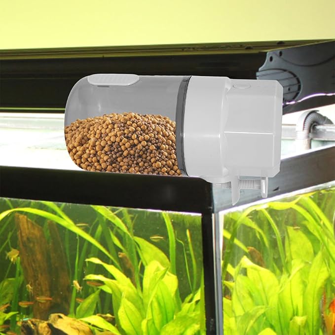 YARNOW Automatic Aquarium Fish Feeder with Timer, 3-Mode Adjustable Feeding for Small Koi and Goldfish Tanks, Battery-Free Automatic Dispenser for Turtles and Aquatic Pets