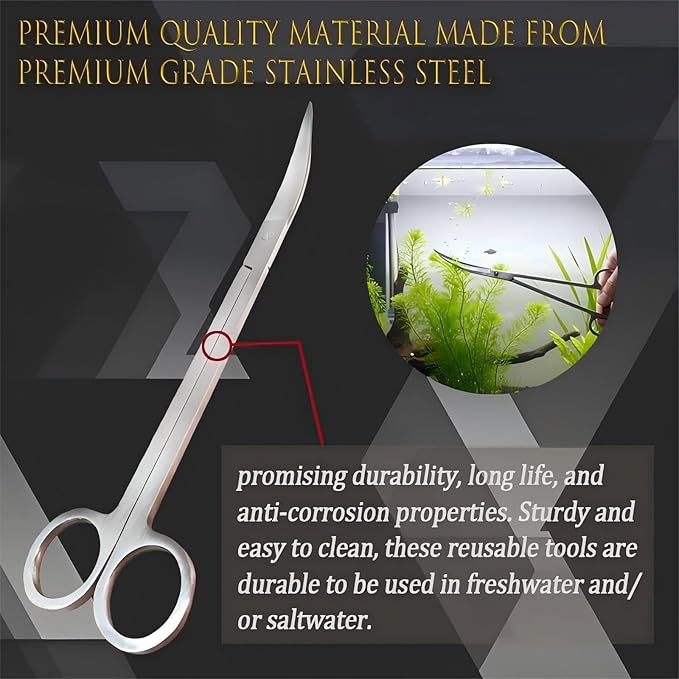 Long Aquarium Scissors for Plants 9.8 inches, Aquascaping Scissors Curved, Aquarium Plant Trimmer, Aquascape Tools, Terrarium Tools for Plants