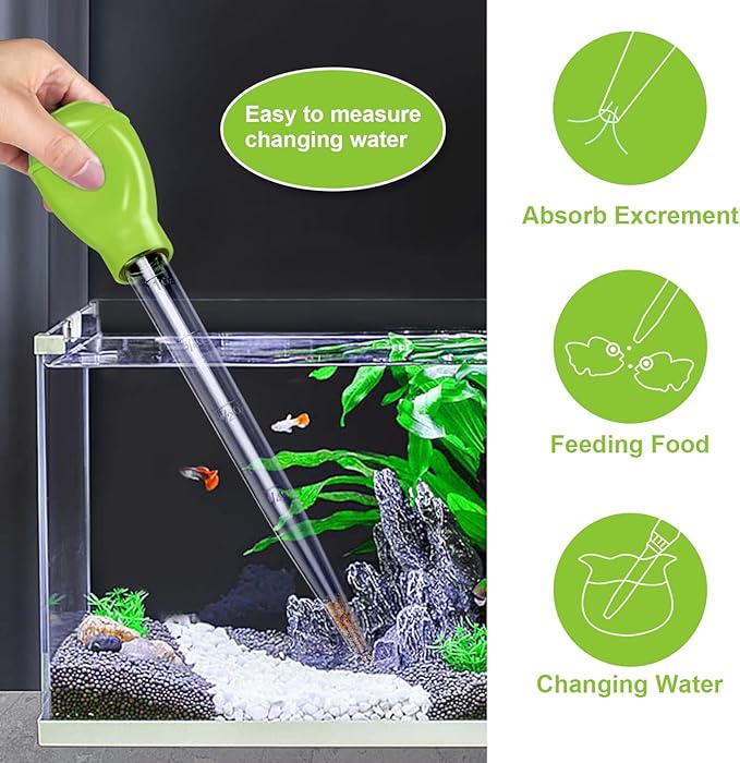 WEAVERBIRD Manual Fish Tank Water Changer Aquarium Dropper, 30ml Aquarium Clean Pipette Dropper, Fish Tank Cleaning Waste Remover, Aquarium Gravel Cleaning Straw, Green