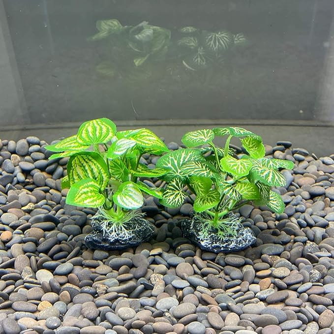 Aquarium Plants Betta Fish Tank Decorations 4inch/2pcs Soft Silk Artificial Plant Goldfish Waterscape Fish Hides Snake Tank/Reptiles Plants(A-2pcs Set/Green)