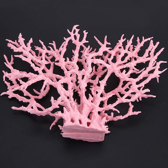 Aquarium Coral Plastic Vivid Artificial Coral Plant Ornament for Aquarium Underwater Fish Tank Pink (Large Size (37.4 X 18.9 X 6.7in))
