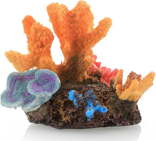 Resin Coral Plant Decorations Glowing Artificial Ornament Decor Pocilloporidae Montipora Coral Reef Decoration Accessories for Betta Fish Tank Aquarium Landscape, Yellow Blue,1 Pcs GH1042