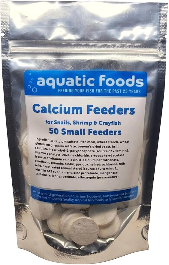 Calcium Enriched Sinking Feeder Disks and Holiday Feeding Food for Shrimp, Snails, Crabs, Crayfish, Hermit Crabs, Plecos, Catfish, All Tropical Fish. 50 Small Discs Bag