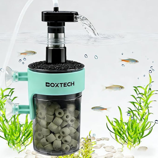 UPETTOOLS 3-in-1 Aquarium Filter, Small Fish Tank Filter with Aeration Filtration & Bio-Filtration, Submersible Aquarium Filter for 5-7 Gallons Tanks
