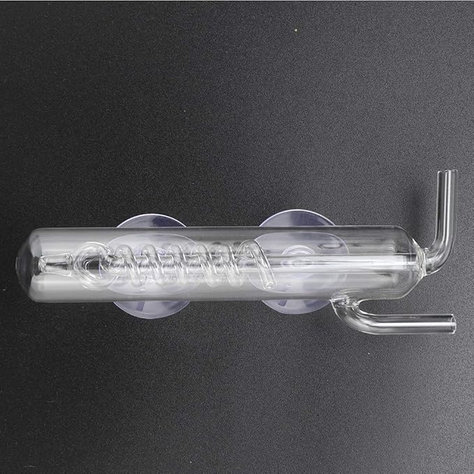 Carbon Dioxide Bubble Counter, High Transparent Crystal Glass Aquarium Bubble Counter, Screw Fish CO2 External Bubble Gauge Glass Spiral Regulator