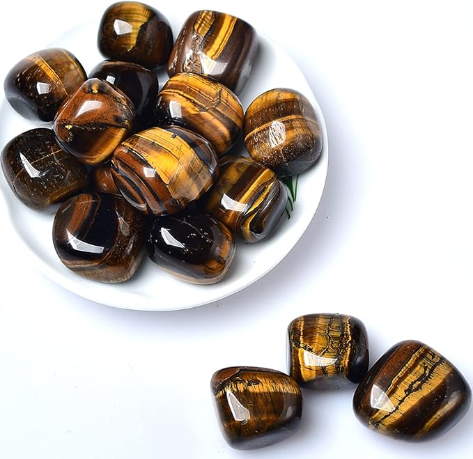 Natural Crystal Gravel Specimen Square Polished Aquarium Fish Tank Home Decoration,Tigers Eye,100g