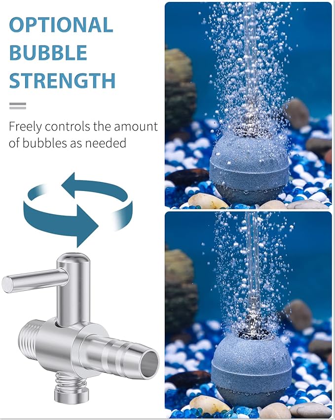 Pawfly 24 Pack Aquarium Thread Air Control Valves for 3/16" ID Airline Tubing Single Way Chromium Copper Air Flow Regulators for Air Pumps
