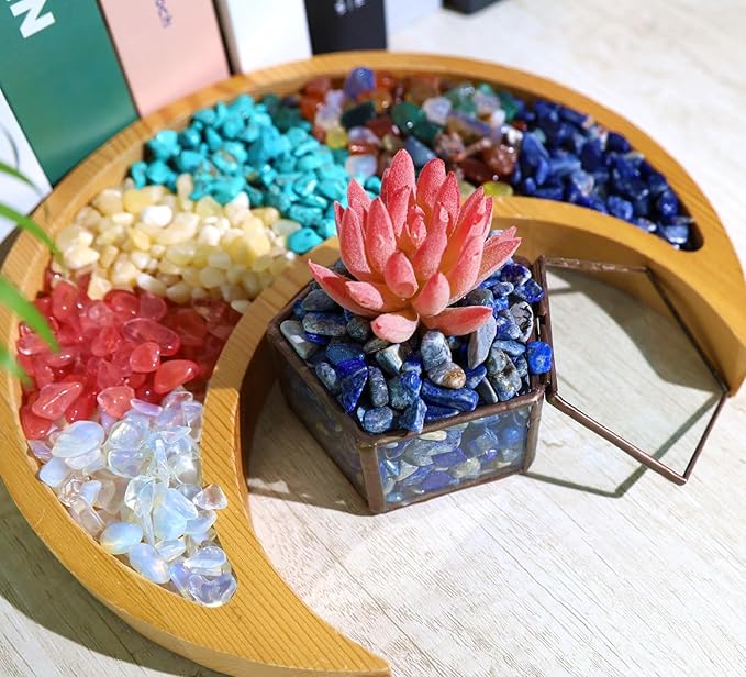 QINJIEJIE 0.9Lbs Lapis Lazuli Rocks for Plants Bulk Succulent Small Stone Natural Decorative Aquarium Gravel Fish Tank Irregular Shaped Pebbles Crystals Chips Vase Filler Decorations for Planter