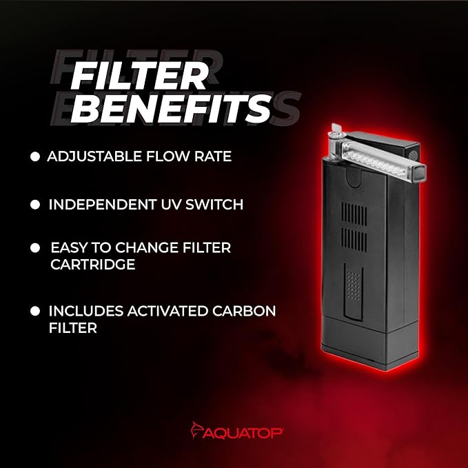 Aquatop 200 GPH Slim Internal Filter with 7W Light – for Crystal Clear Water – for Fresh & Saltwater Tanks – Innovative Aquarium Filter for Tanks