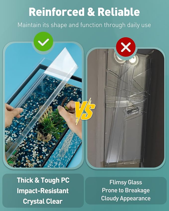 Pawfly 10 Gallon Fish Tank Lid, 19.3" x 9.65" x 0.14", Clear Polycarbonate Canopy for Aquariums Without Center Brace, 10 Gallon Aquarium Lid Aquarium Hood, Long Tank Lid, Plastic Fish Tank Cover