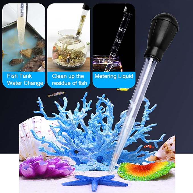 WEAVERBIRD Manual Fish Tank Water Changer Aquarium Dropper, 30ml Aquarium Clean Pipette Dropper, Fish Tank Cleaning Waste Remover, Aquarium Gravel Cleaning Straw, Black