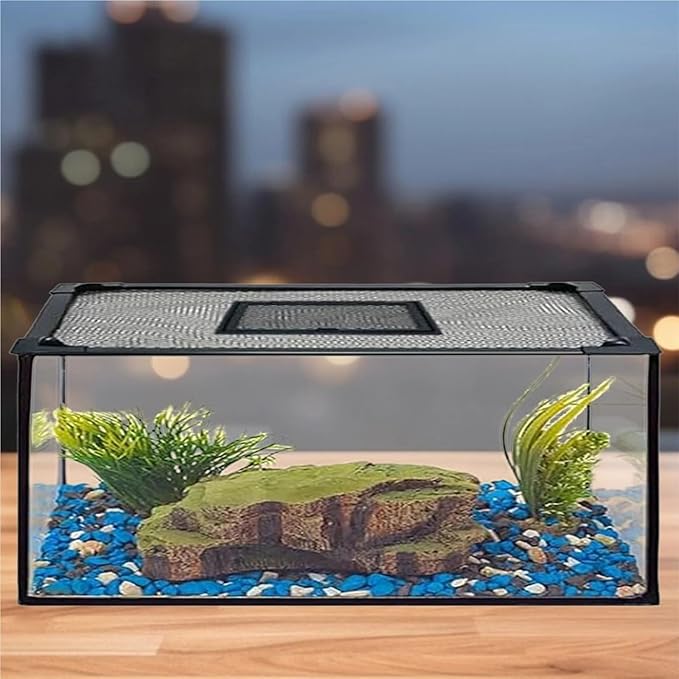 Mesh Screen Netting for Fish, DIY Magnetic Fish Tank Lid and Turtle Top Cover Mesh Self Assembly Multiple Sizes(80x40cm)