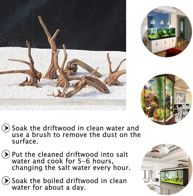 kathson Aquarium Driftwood Reptile Branches Wood Natural Spiderwood Driftwood for Aquarium 7-8" 5 Pcs Terrarium Ornament Trunk Fish Tank Log Habitat Decoration Tree Stump Decor Assorted Sizes Wood