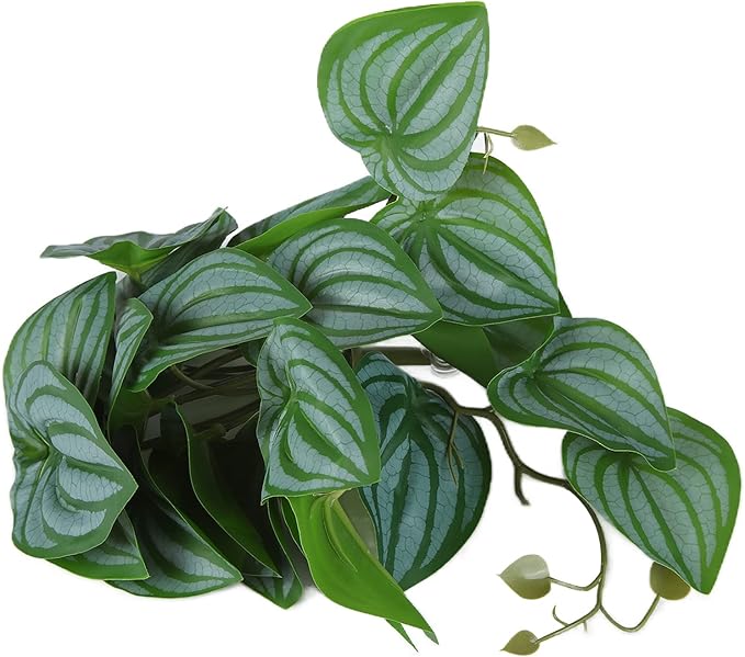 2PCS Artificial Water Plant,Simulation Vine,Lifelike Plastic Leaves Decoration with Suction Cup,Plastic Plant Aquatic Water Grass Decor for Fish Tank (Watermelon Leaves)