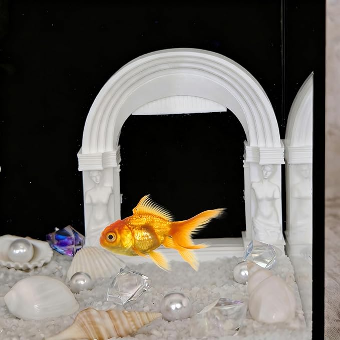 Fish Aquarium Decor Ornaments, Aquarium Minimalist Decorations Small Accessories, European Roman Style Architecture Statue Fish Tank Landscape Ornament, White, 1 Piece