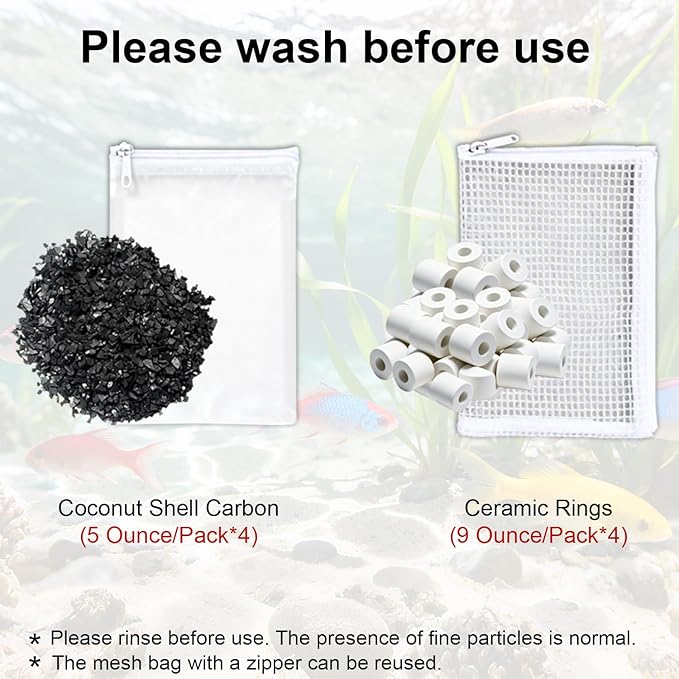 4 Set Three-Stage Filtration Maintenance Kit, Replacement for AquaClear 70 Power Filter - Bio Foam, Activated Carbon & Ceramic Rings for 40-to-70-Gallon Aquariums