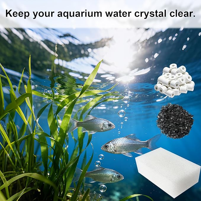 4 Set Three-Stage Filtration Maintenance Kit, Replacement for AquaClear 70 Power Filter - Bio Foam, Activated Carbon & Ceramic Rings for 40-to-70-Gallon Aquariums