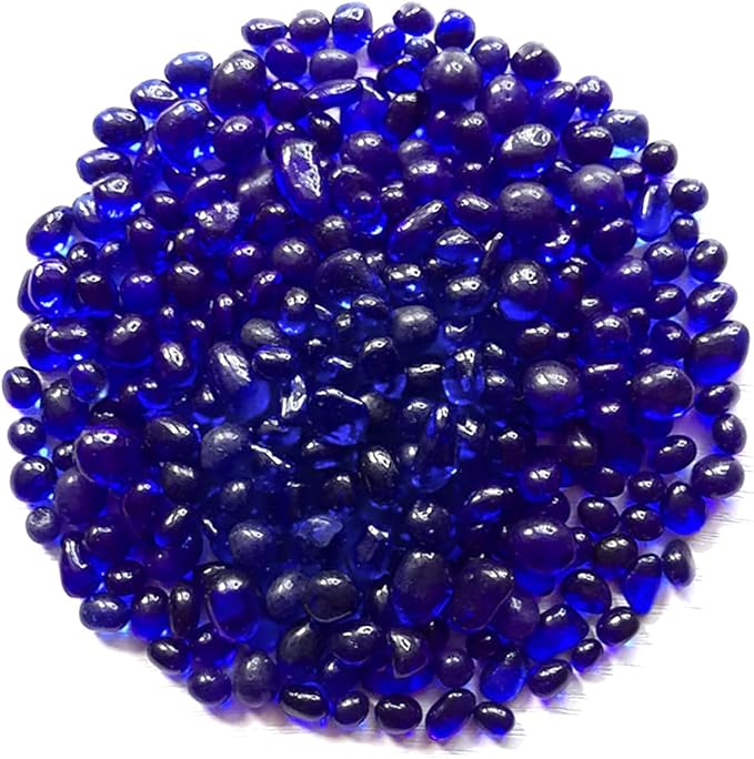 WAYBER Glass Stones, 1Lb/460g Irregular Sea Glass Pebbles Non-Toxic Artificial Gemstones for Gem Display/Vase Filler/Terrarium Flowerpot Aquarium Turtle Tank Decoration, Deep Blue