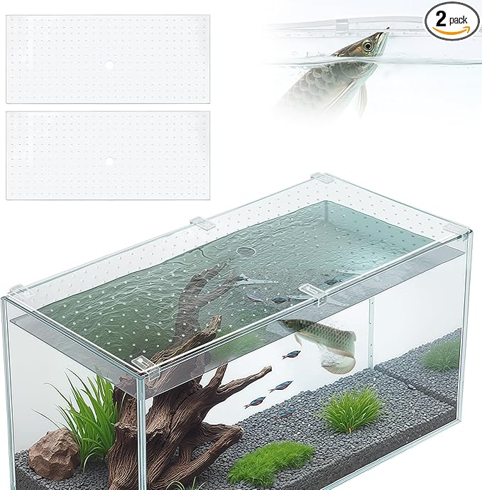 Colingmill 2 Pcs Aquarium Acrylic Fish Tank Lid Covers for 20/29/37 Gallon, 29 X12 in Glass Cuttable Canopy Top Net, Anti-Jump Net with Clips (Each 29 x 12 x 0.1in)