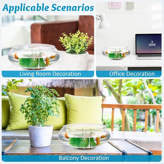 Toddmomy 9.5 Inch Transparent Plastic Fish Bowls Set of 2 Small Round Aquarium Tanks for Desktop Home Office Wedding Decor