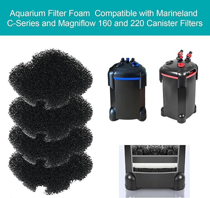 Aquarium Filter Foam Compatible with Marineland C-Series and Magniflow 160 and 220 Canister Filters,Fish Tank Sponge Filters Supports Biological And Mechanical Aquarium Filtration, Rite-Size S