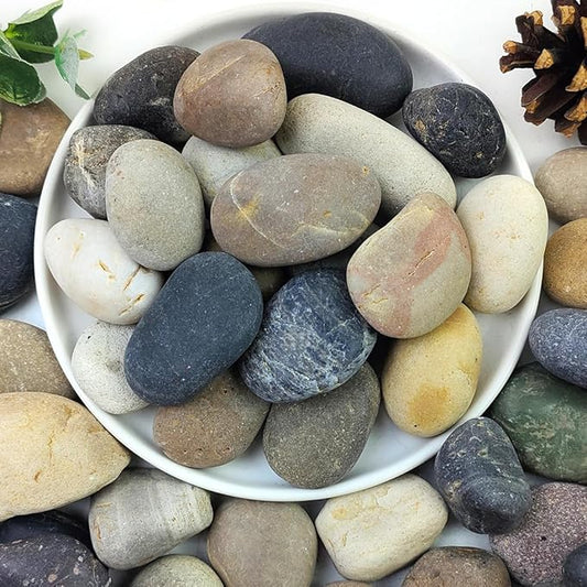 YISZM 40lbs Natural River Rocks, 1-2" Premium Pebbles for Garden and Landscape Design, Hand-Picked Smooth Stones for Fish Tank, Flower Pots, Indoor Water Fountains, Pathways, Backyard