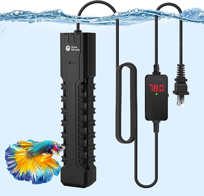 AquaMiracle Submersible Aquarium Heater with LED Digital Temp Display, Fish Tank Heater with Dry-Run & Over-Temp Protection, for Freshwater Saltwater Aquariums(300W/40-75Gal)