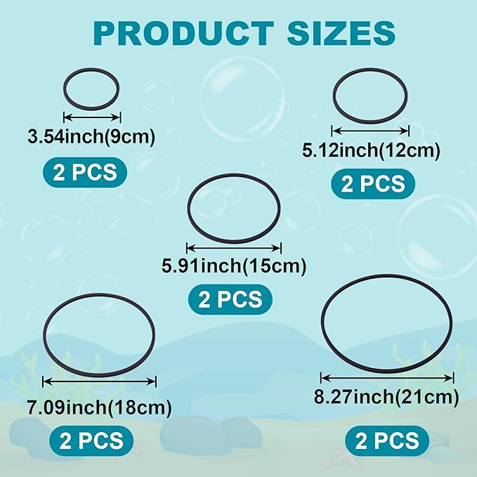 OIIKI 10 PCS Fish Feeding Rings Set - Floating Aquarium Plant Corral, Oval Rings, Tank Accessories - Black, 5 Sizes