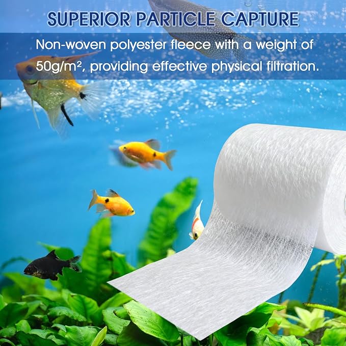 Replacement Fleece Roll for Red Sea 500 Series Filter Systems, 92ft Quick-Change Dense Filter Media, Crystal Clear Aquarium Filtration (1 Pack)