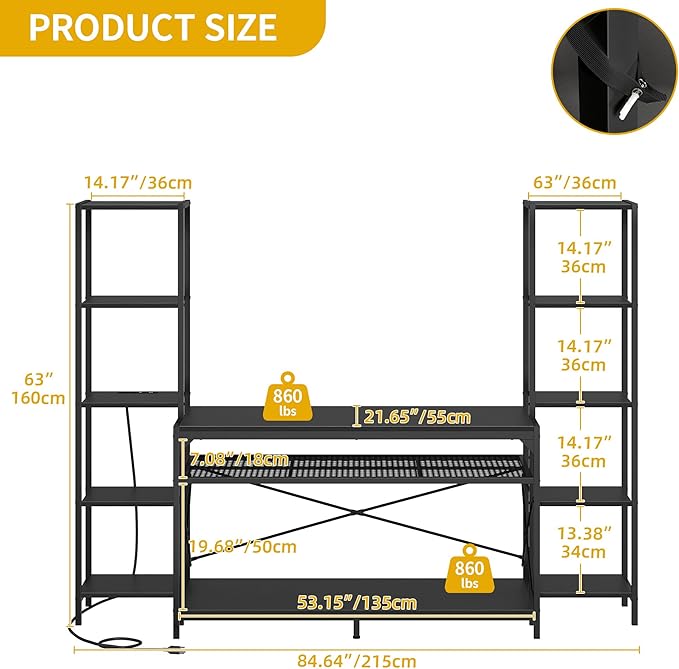 DWVO 55-75 Gallon Aquarium Stand with Power Outlets & LED Light, Display Stand for Turtle Tank, Reptile Terrarium, Heavy Duty Metal Fish Tank Stand Suitable for Living Room, Entryway, 860LBS Capacity