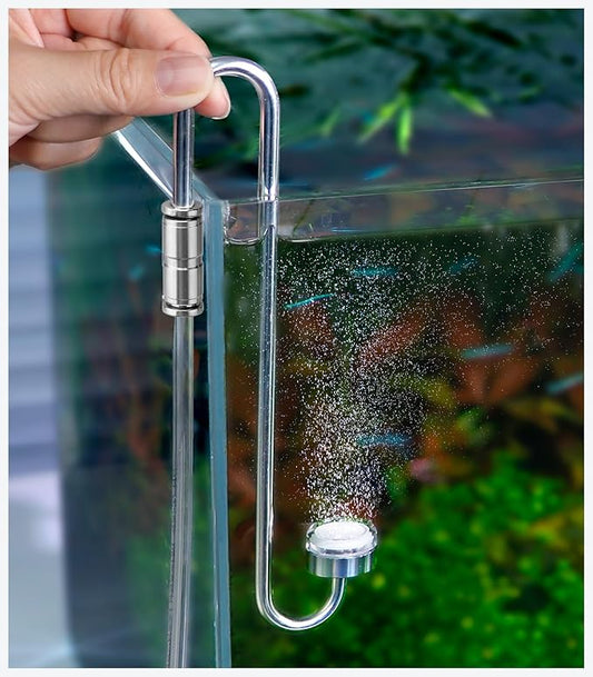 Aquarium Stainless Steel CO2 Diffuser Atomizer with Integrated Check Valve for Rimless Tanks, DC300-20