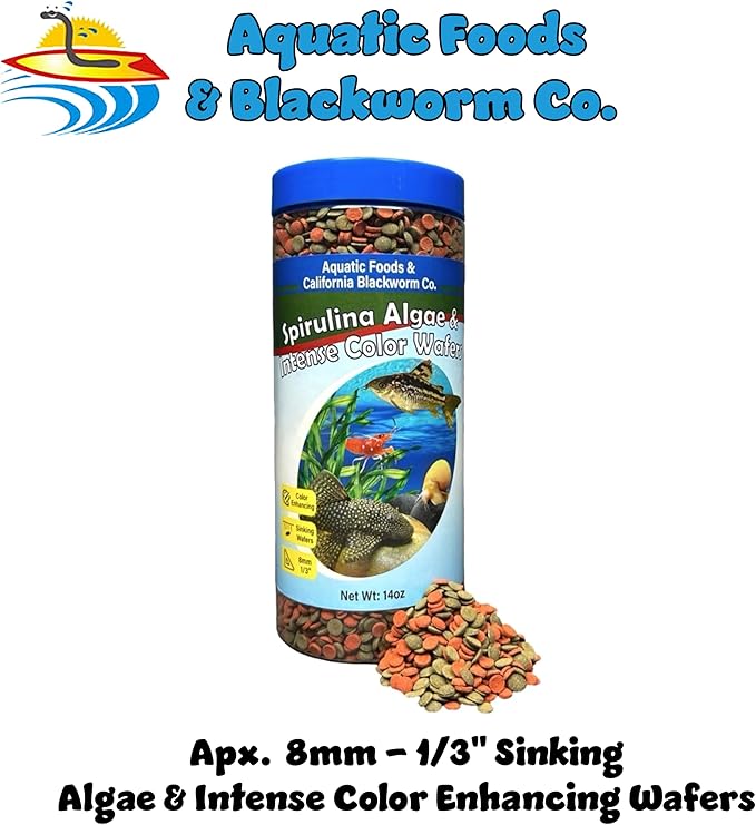 8mm - 1/3" Small Sinking Wafers of Spirulina, Algae & Color Enhancing Wafers for Bottom Fish, Shrimp, Snails & Tropicals. With 4-Type Wafer & 12-Type Pellet Mix ...1-lb 5oz Canister