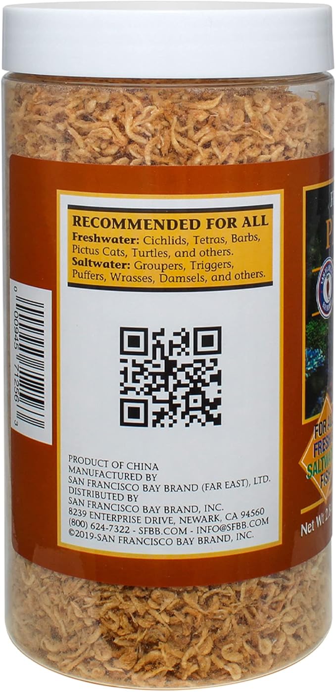San Francisco Bay Brand Freeze-Dried Plankton Fish Food - Natural Color Enhancer for All Freshwater and Saltwater Fish, Cichlids, Tetras, Catfish - High Protein (67.4%) Guppy Fish Food - 2.84 oz (80g)