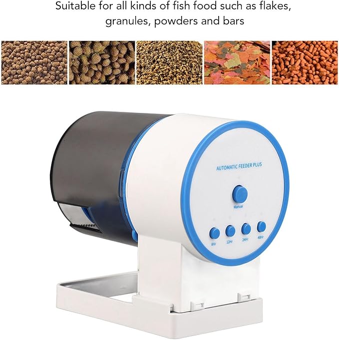 Automatic Fish Food Dispenser, Automatic Fish Feeder, Timer Fish Feeder, Battery Powered Adjustable Timing Intellect Fish Feeder for Fish Tanks Aquariums