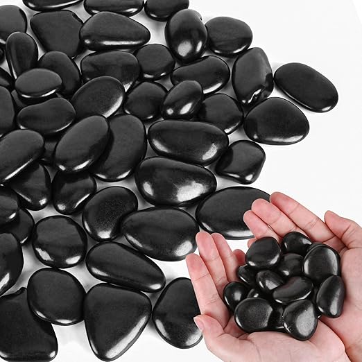 Black Pebbles for Indoor Plants 3.5 LB Small River Rocks 1"-1.5" Polished Decorative Stones Smooth Aquarium Gravel for Fish Tank Vases Planters Outdoor Landscaping Garden (56oz)