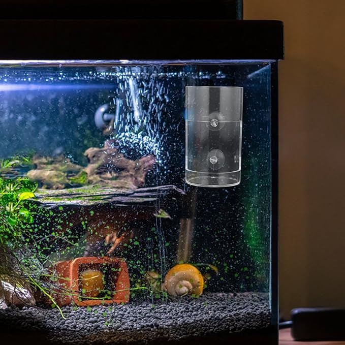TOYANDONA Acrylic Aquarium Fish Feeding Dish Automatic Feeder with Suction Cup for Shrimp and Snail Feeding Small Fish Tank Accessory