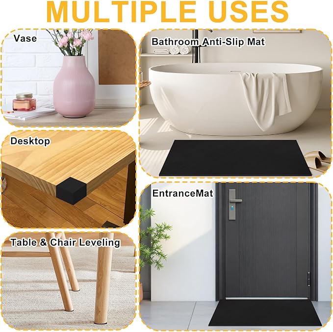 48 x 24 Inch Aquarium Fish Self Leveling Mat 5mm Neoprene Non-Slip Shockproof Fish Tank Pad for Under Tank with Adhesive Shockproof Waterproof with Easy to Cut Edges