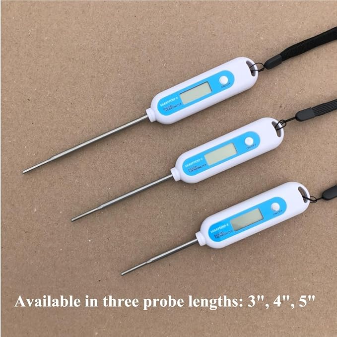 SHARPTEMP-V. Fast, Accurate Temperatures in 8 to10 Seconds. Beeps When Ready. 5-Inch Stainless-Steel Probe With Rounded Tip. Safe for All Farm Animals & Pets.