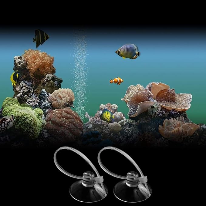 FEBSNOW Aquarium Suction Cups, Fish Tank Suction Cups Aquarium Suction Cup Clip Suction Hooks with 30 PCS Adjustable Cable Ties for Plants, Planter, Binding Moss Shrimp Nest (20)