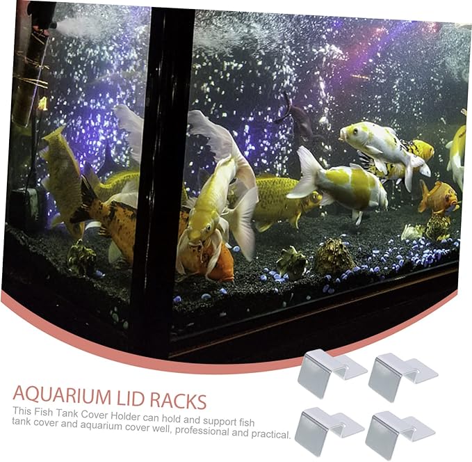 BESPORTBLE 8pcs Aquarium Lid Support Clips Stainless Steel Fish Tank Cover Holders for Glass Tanks Easy to Install Design