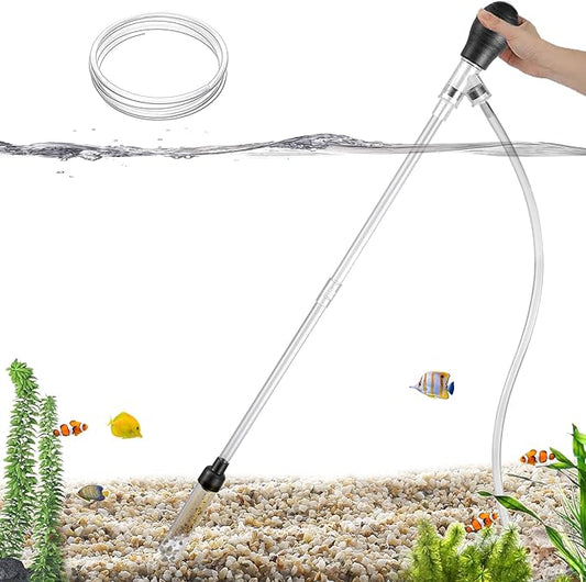 Carefree Fish Aquarium Gravel Cleaner 6Ft Hose Silicone Airbag Fish Tank Water Changer Gravel Vacuum Adjustable Length ABS(for 5~20Gal Tank)