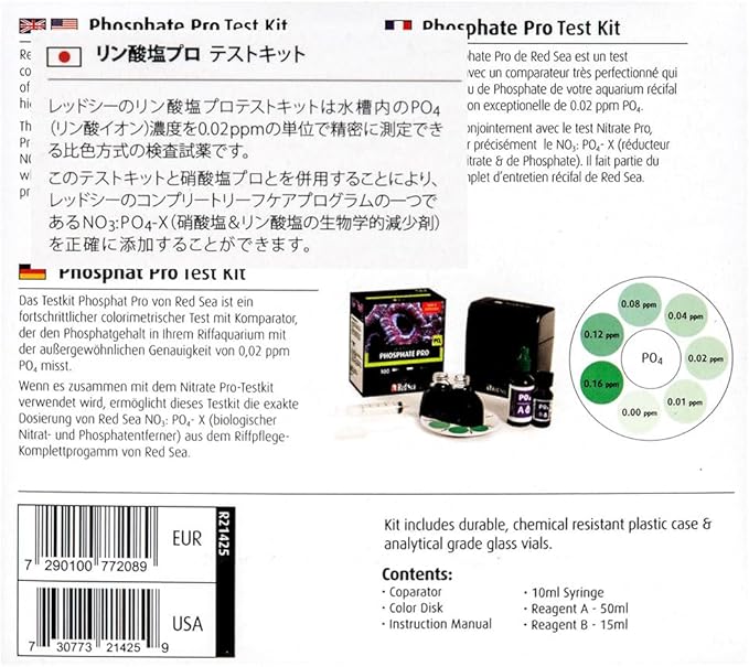 Red Sea Fish Pharm ARE21425 Saltwater Phosphate Pro Test Kit for Aquarium, 100 Tests