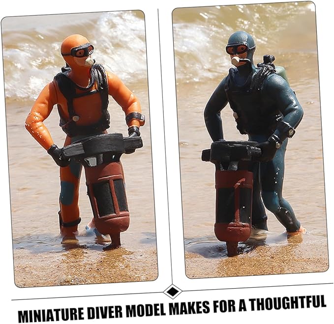 BESPORTBLE 4pcs Miniature Diver Figurines for Fish Tank Aquarium Decorations Realistic Scuba Diver Models with Sturdy Material Safe for Pets Unique Craft for Sand Table and Random Color
