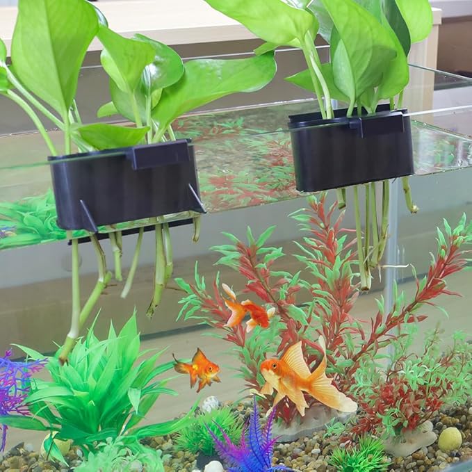 Aquarium Plant Holder，Plastic Fish Tank Plant Holder，Hanging Aquarium Planter Cup for Fish Tank Live Plants