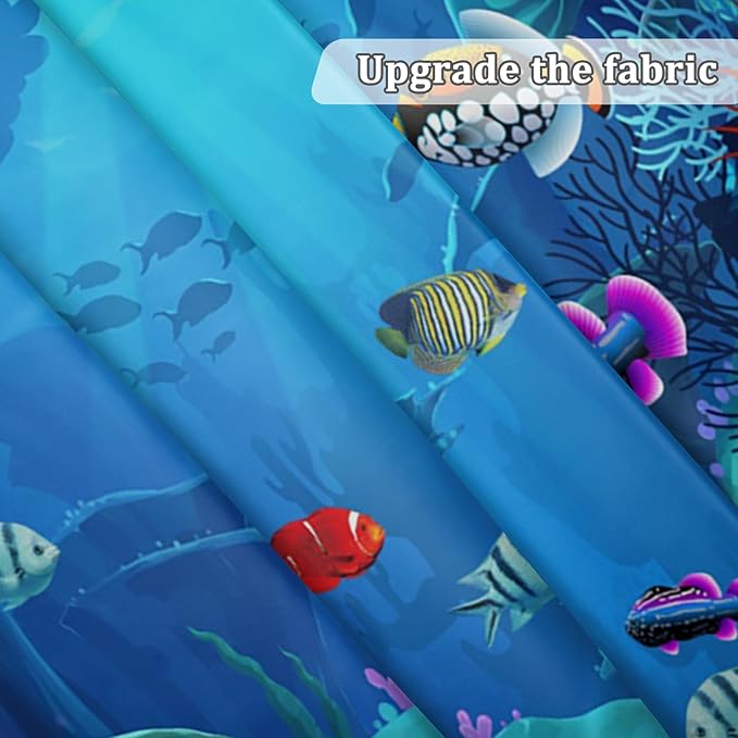 Renaiss Underwater World Aquarium Backdrop 10x8 ft Fabric Coral Reef Tropical Fish Mermaid Summer Party Photography Backdrop Under The Water Fish Tank Background for Birthday Baby Shower Decor