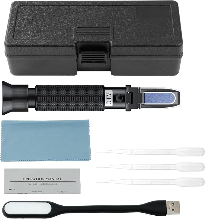 Professional Salinity Refractometer,Salinity Tester, Salt Tester for Saltwater Pool, for Saltwater Aquarium, Pools, and Tanks,Dual Scale 0-100 PPT & Specific Gravity 1.000-1.070 with ATC Function
