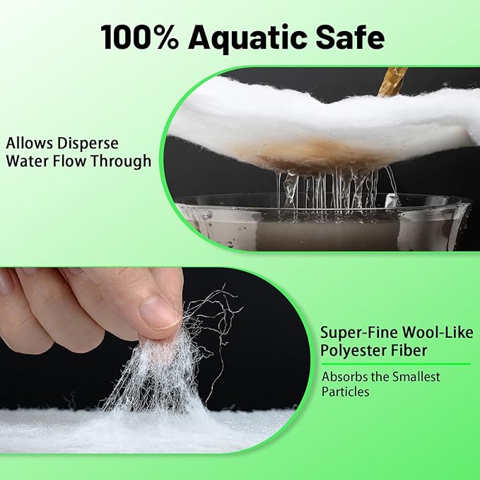 hygger 1'' Thick Aquarium Filter Floss 12"x 68" Poly Fiber Fish Tank Filter Media Water Polishing Filter Pad for Sump Canister Hang On Back Filter Cut to Size